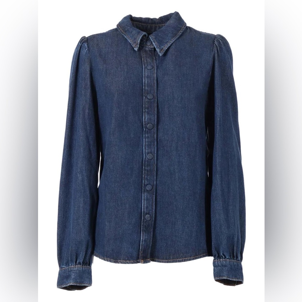 7 For All Mankind Blue Denim Top